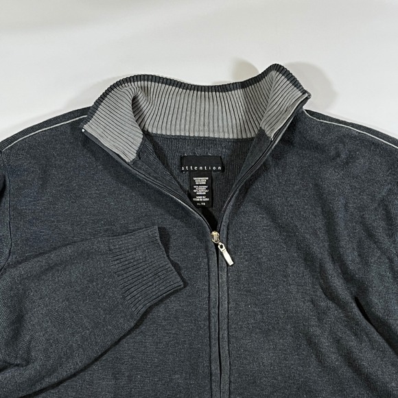 attention Other - Attention Full Zip Sweater Mens XL Gray 0Mock Neck Knit Grandpa Core Dad Style